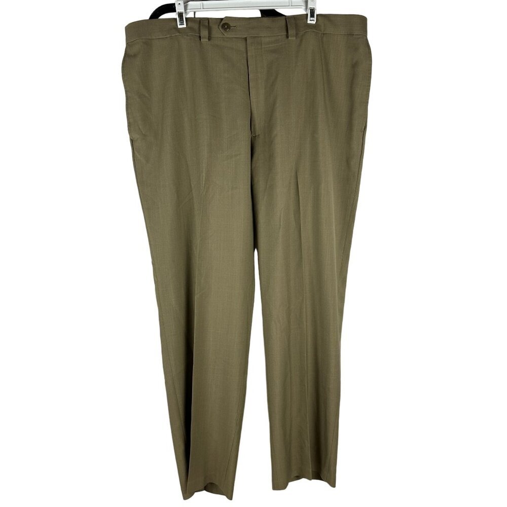 Haggar Mens Classic-Fit Dress Pants 40x30 Polyester & Recycled Polyester Khaki